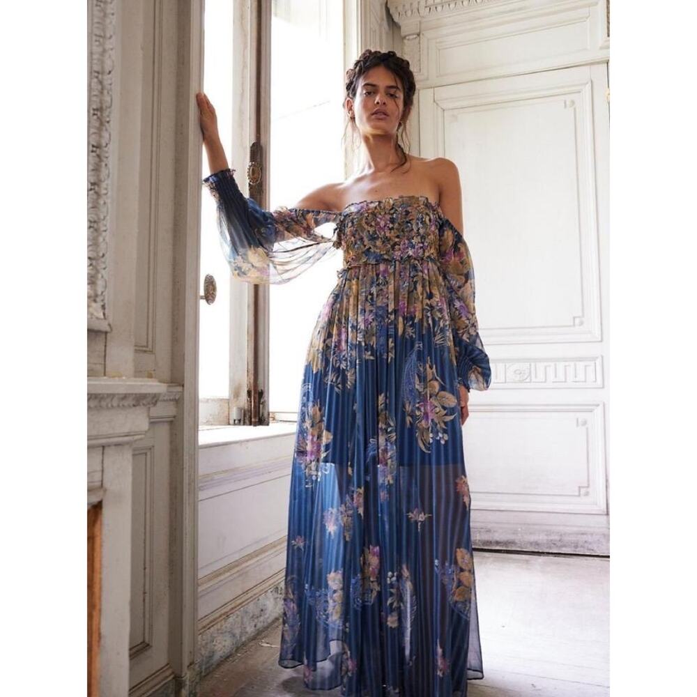 Free People Angel Eyes Maxi Dress Blue Floral Size Small - Picture 10 of 10